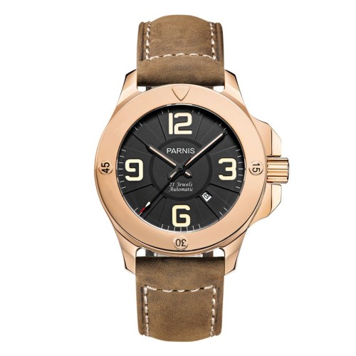Parnis 47mm Military Japan Automatic Mechanical Watches Luxury Sapphire Crystal Leather Band Casual Mens Watch Watch PAR83003