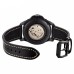Parnis 44mm Military Watch Men Automatic Wristwatch Sapphire Auto Date Brown Genuine Leather Watchband Mens Mechanical Watch PAR83005