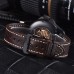 Parnis 44mm Military Watch Men Automatic Wristwatch Sapphire Auto Date Brown Genuine Leather Watchband Mens Mechanical Watch PAR83005