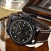 Parnis 44mm Military Watch Men Automatic Wristwatch Sapphire Auto Date Brown Genuine Leather Watchband Mens Mechanical Watch PAR83005