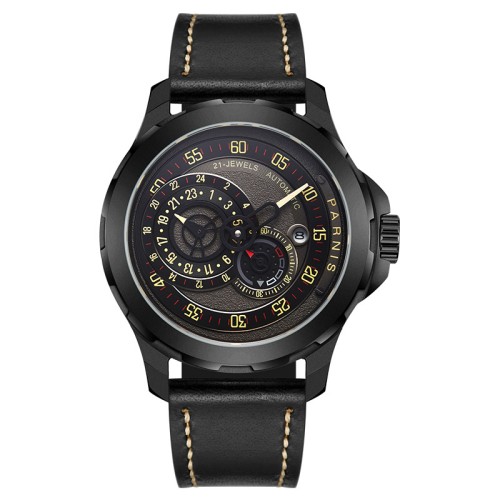 Parnis 44mm Case Japan Automatic Watch  Luminous Design Brand Genuine Leather Watchband Automatic Mechanical Mens Watch PAR83007