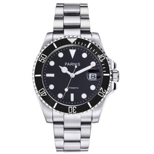 Parnis 40mm Japan Automatic Mechanical Men Watch Calendar Stainless Steel Sapphire Crystal Mens Watches PAR96022
