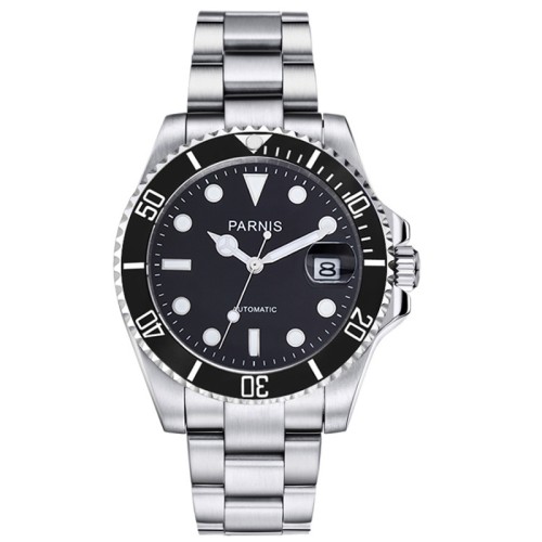 Parnis 40mm Japan Automatic Mechanical Men Watch Calendar Stainless Steel Sapphire Crystal Mens Watches PAR96022