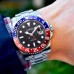 Parnis 40mm Black Dial Sapphire Glass GMT Master Red And Blue Bezel Mens Automatic Watch PAR93005G