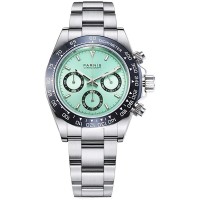 Parnis Commender Seriers Luminous Mens Stainless Steel Watchband Military Sport Chronograph Quartz Watch Wrist Watches PAR01005