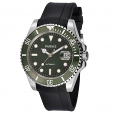 Parnis 40mm Sapphire Glass Bezel Japan Movement Green Dial Rubber Strap Automatic Mens Watch PAR96001