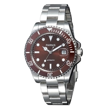Parnis 40mm Coffee Dial Sapphire Crystal Japan Automatic Movment Mens Watch PAR96009