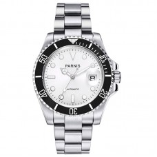 Parnis 40mm Sliver Dial Military Automatic Wrist Watch 10ATM Water Resistant Mens Watch PAR96010