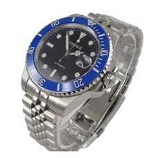 Parnis 40mm Black Dial Military Stainless Steel Band Sapphire Crystal Automatic Movement Mens Watch PAR96014