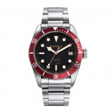 Parnis 41mm Black Dial Sapphire Glass Blue Bezel Stainless Steel Band Miyota 8215 Automatic Movement Men's Watch PAR96015