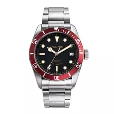 Parnis 41mm Black Dial Sapphire Glass Blue Bezel Stainless Steel Band Miyota 8215 Automatic Movement Men's Watch PAR96015