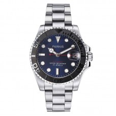 Parnis 40mm Dial Men Watch Rose Gold Stainless Steel Band Diver Miyota 8215 Luminous Calendar Automatic Mechanical Men's Watches PAR96023
