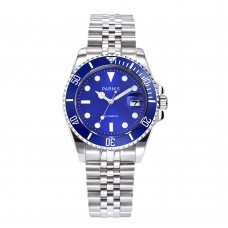 Parnis 40mm Blue Dial Automatic Mechanical Men's Watch Calendar Men Watches 2020 with box gift man clock zegarki meskie PAR96024