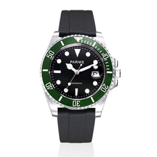 Parnis 40mm Mens Mechanical Watch Watch  Automatic Watch Men Black Rubber Strap Stainless Steel Auto Date Sapphire Crystal PAR96025