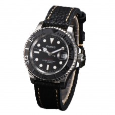 Parnis 40mm Black Dial Automatic Mechanical Men's Watch Diver Miyota 8215 Men Watches Sapphire Leather Strap Man Clock 2019 PAR96029
