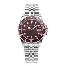 Parnis 40mm Brown Dial Automatic Mechanical Men's Watch Silver Steel Bracelet Men Watches Waterproof 2020 with box gift PAR96032