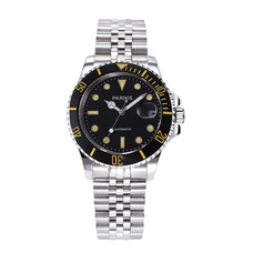 Parnis 40mm Yellow Bezel Automatic Mechanical Men's Watch Steel Bracelet Men Watches Calendar 2020 top luxury Clock PAR96033