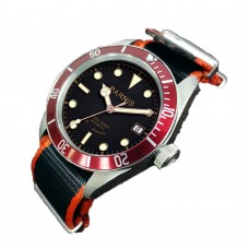 Parnis 41mm Red Bezel Automatic Mechanical Luminous Men's Calendar Watches Nylon Strap Sapphire Crystal Wristwatch 2021 PAR96042