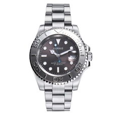 Parnis 40mm Automatic Watch Men Rotating Bezel Mechanical Men's Watches Stainless Steel Bracelet Calendar 2021 With Box Gift PAR96043