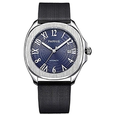 Parnis Blue Dial Japan Automatic Watch Sappire Crytal Rubber Band Luxury Mechanical Wrist Mens Watch PAR03003