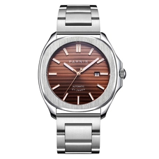 Parnis 42mm Brown Dial Stainless Steel Case Mechanical Automatic Japan Auto Date Movement Mens Watch PAR03005