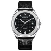Parnis Black Dial Japan Automatic Stainless Steel Case Sapphire Crystal Mechanical Mens Watch PAR03006