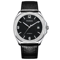Parnis Black Dial Japan Automatic Stainless Steel Case Sapphire Crystal Mechanical Mens Watch PAR03006