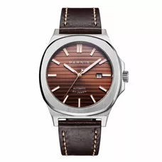 Parnis 42mm Brown Dial Mechanical Watches Leather Strap Automatic Top Brand Luxury Sapphire Crystal Men Wristwatch PAR03008