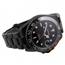 Parnis 40mm Ceramic Bezel Orange Hand Black Dial Automatic Mens PVD Watch PAR93001GV