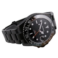 Parnis 40mm Ceramic Bezel Orange Hand Black Dial Automatic Mens PVD Watch PAR93001GV
