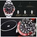 Parnis 40mm Sapphire Glass Red Hand GMT Master Red And Black Bezel Mens Automatic Watch PAR93004G