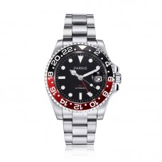 Parnis 40mm Sapphire Glass Red Hand GMT Master Red And Black Bezel Mens Automatic Watch PAR93004G