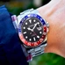 Parnis 40mm Black Dial Sapphire Glass GMT Master Red And Blue Bezel Mens Automatic Watch PAR93005G
