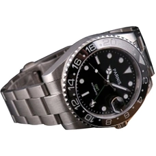 Parnis 40mm Sapphire Glass Green Hand GMT Date Ceramic Bezel Automatic Mens Watch PAR93006G