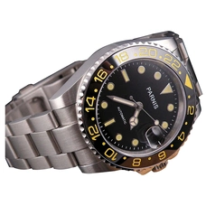Parnis Black Dial Yellow Number Sea Style Ceramic Bezel Automatic Mechanical Mens Womens Wrist Watch PAR96047