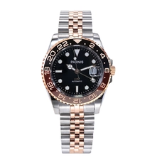 Parnis 40mm Case Automatic Mechanical Men's Watches GMT Sapphire Crystal Jubilee Bracelet Calendar Men Wristwatch PAR93009G