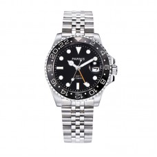 Parnis 40mm Mechanical GMT Sapphire Crystal Man Watch Automatic Calendar Mens Watch PAR93011G