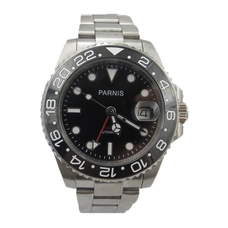 Parnis 40mm Black Ceramic Bezel Mechanical Watches Red GMT Sapphire Crystal Automatic Role Luxury Men Clock Mens Watch  PAR93016G
