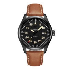 Parnis 44mm Watch Men Automatic Mechanical Wrist Watch Stainless Steel Case Black Dial Luminous Number Military Men Watch PAR66009