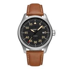 Parnis 44mm Watch Men Automatic Mechanical Wrist Watch Stainless Steel Case Black Dial Luminous Number Military Men Watch PAR66010