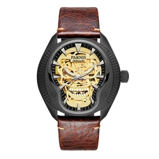 Parnis 43mm Skull Skeleton Luminous Dial Mechanical Automatic Sapphire Crystal Movement Mens Watch PAR89004