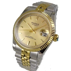 Parnis 36mm Gold dial Sapphire Glass 21 Jewels Miyota Automatic Mens Watch PAR98002