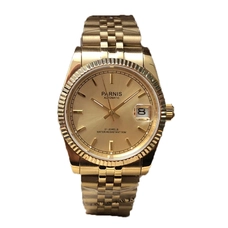 Parnis Automatic Mechanical Men's Watch Gold Men Women Elegant Calendar Stainless Bracelet Watches Men's Watch PAR98004