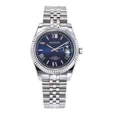 Parnis Blue Dial Men's Watches Calendar Japan Movement 21 Jewels Automatic Mechanical Mens Wristwatch PAR98007
