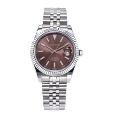 Parnis Brown Dial Automatic Mechanical Calendar  Sapphire Crystal Mens Watch PAR98010