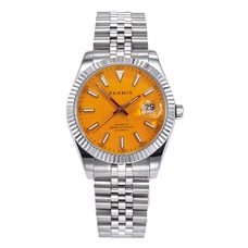 Parnis 39.5mm Yellow Dial Calendar Japan Movement Automatic Mechanical Mens Wristwatch Watch PAR98022