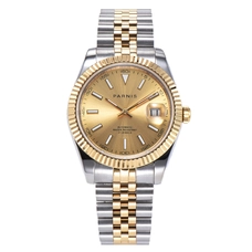 Parnis Gold Dial Automatic Mechanical Calendar Gold Bezel Men's Watch Automatic Man Clock Mens Watch PAR98023