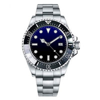 Parnis 44mm Black And Blue Dial Ceramic Rotating Luminous Marks Bezel Japan Automatic Movement Stainless Steel Band Mens Watch PAR69001