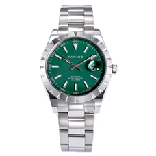 Parnis Green Dial Men's Watches Calendar Japan Movement 21 Jewels Automatic Mechanical Mens Wristwatch PAR88005