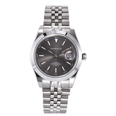 Parnis 39.5mm Gray Dial Men's Watches Calendar Japan Movement Automatic Mechanical Men Watch PAR88014